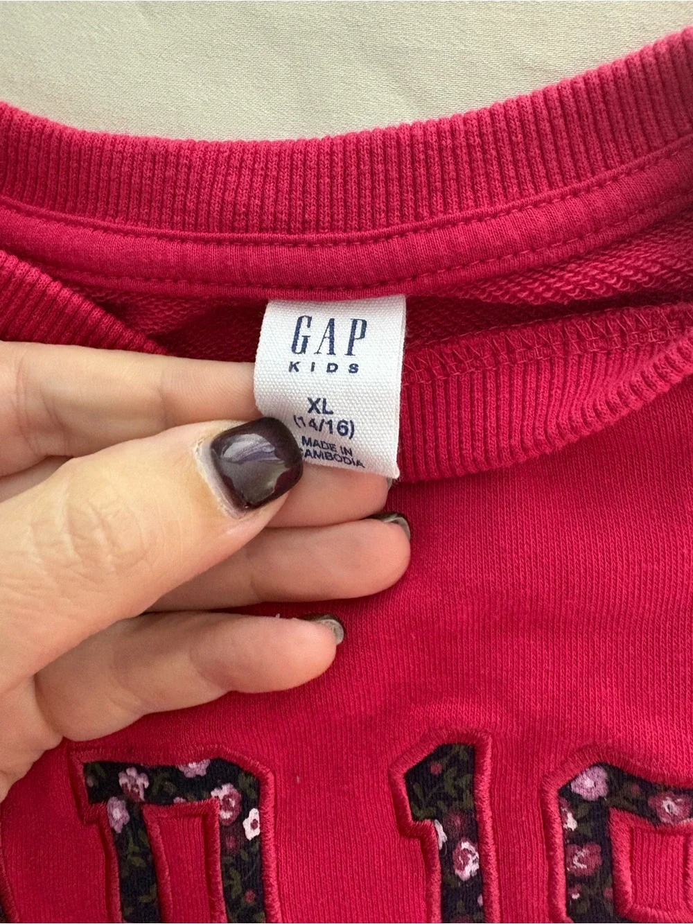 GAP Women's Crewneck Sweatshirt in Hot Pink with 'GAP 1969' Appliqué